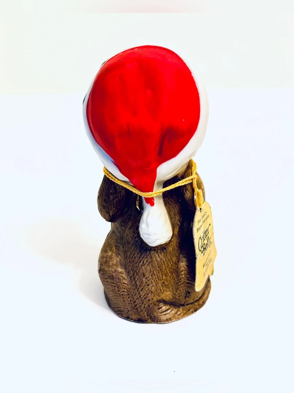 Vintage 1980 Jasco Critter Bells Santa Hat Dog Christmas Holiday Porcelain
